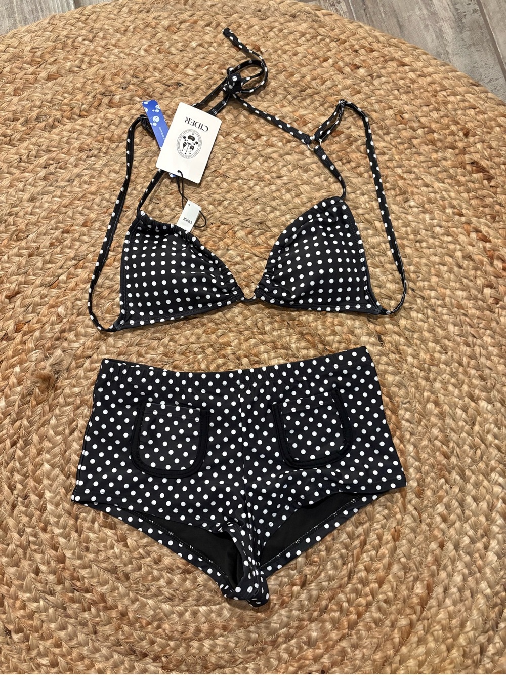 Cider Blue & White Polka Dot Bikini Set - Brand: Cider
